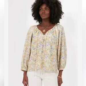 Hyacinth House Flower Power Maisie Tie Blouse Tuckernuck Yellow Floral XL